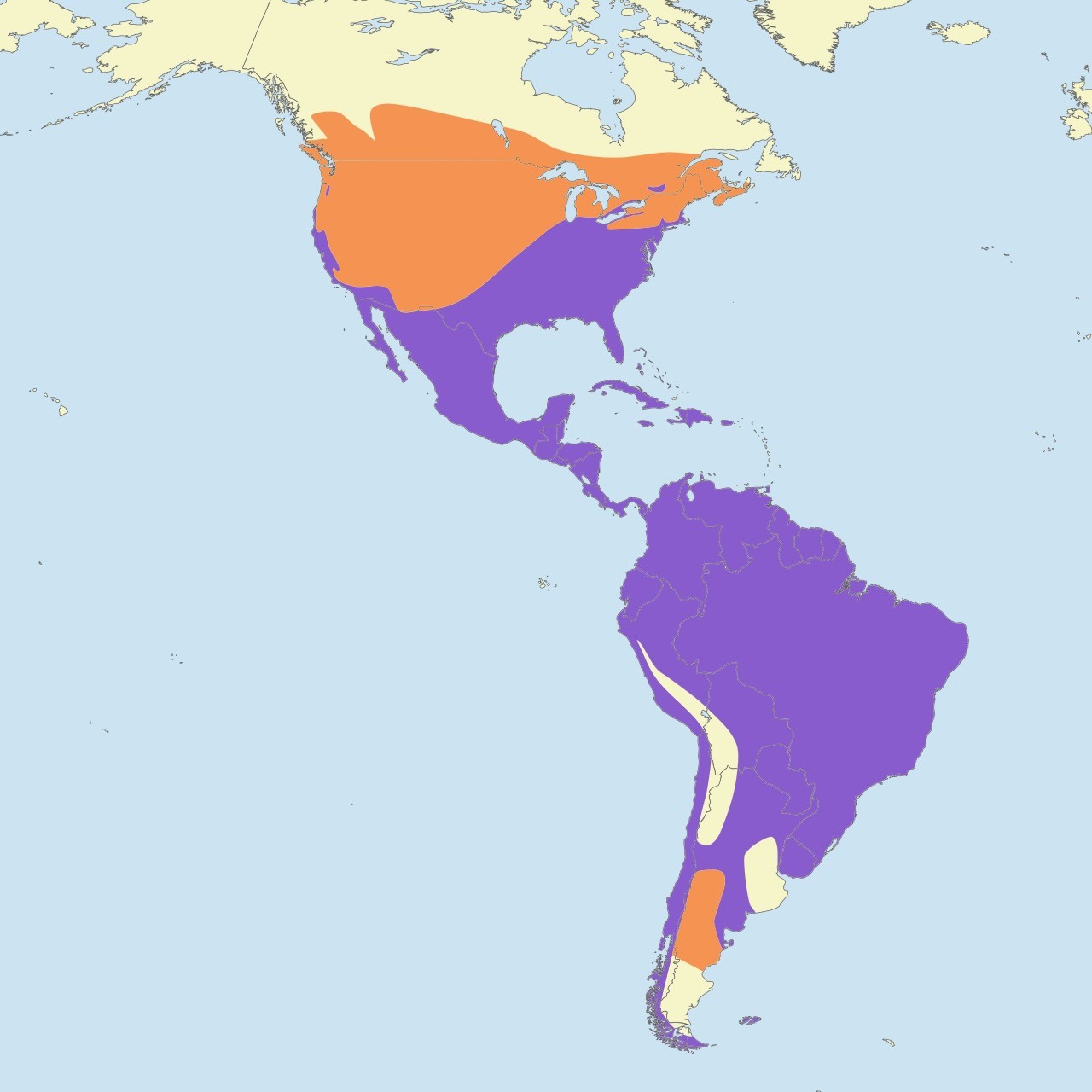 Range map of Turkey Vulture (Cathartes aura)   Breeding  Year-round by Cephas is licensed under CC BY-SA 4.0